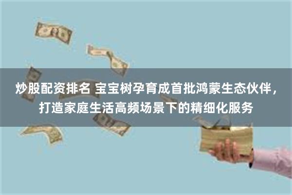 炒股配资排名 宝宝树孕育成首批鸿蒙生态伙伴，打造家庭生活高频场景下的精细化服务