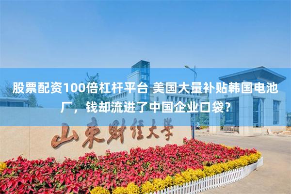 股票配资100倍杠杆平台 美国大量补贴韩国电池厂，钱却流进了中国企业口袋？